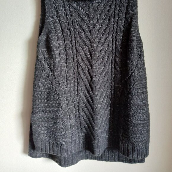Elle Womens Cowl Neck Sleeveless Vest Cable Knit Sweater Gray  Medium Women's - Picture 2 of 5